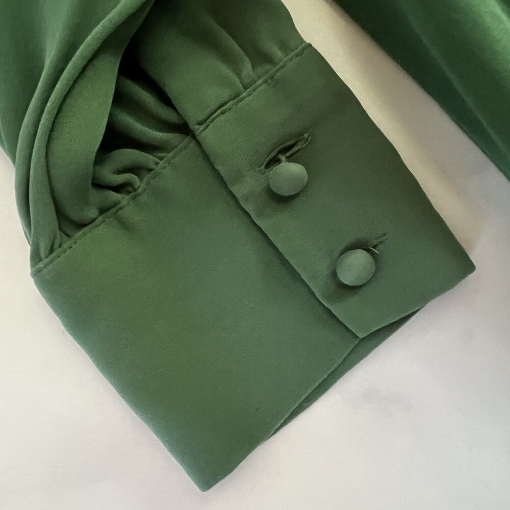 J. Crew Silk Blouse, Emerald Green, Size 8P - Picture 6 of 8